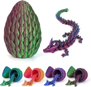 3D Printed Dragon in Egg,3-d Printed Dragon with Dragon Inside Full Articulated Dragon Crystal Dragon with Dragon Egg,Flexible Joints Home Decor Executive Desk Toys,Executive Desk Toy