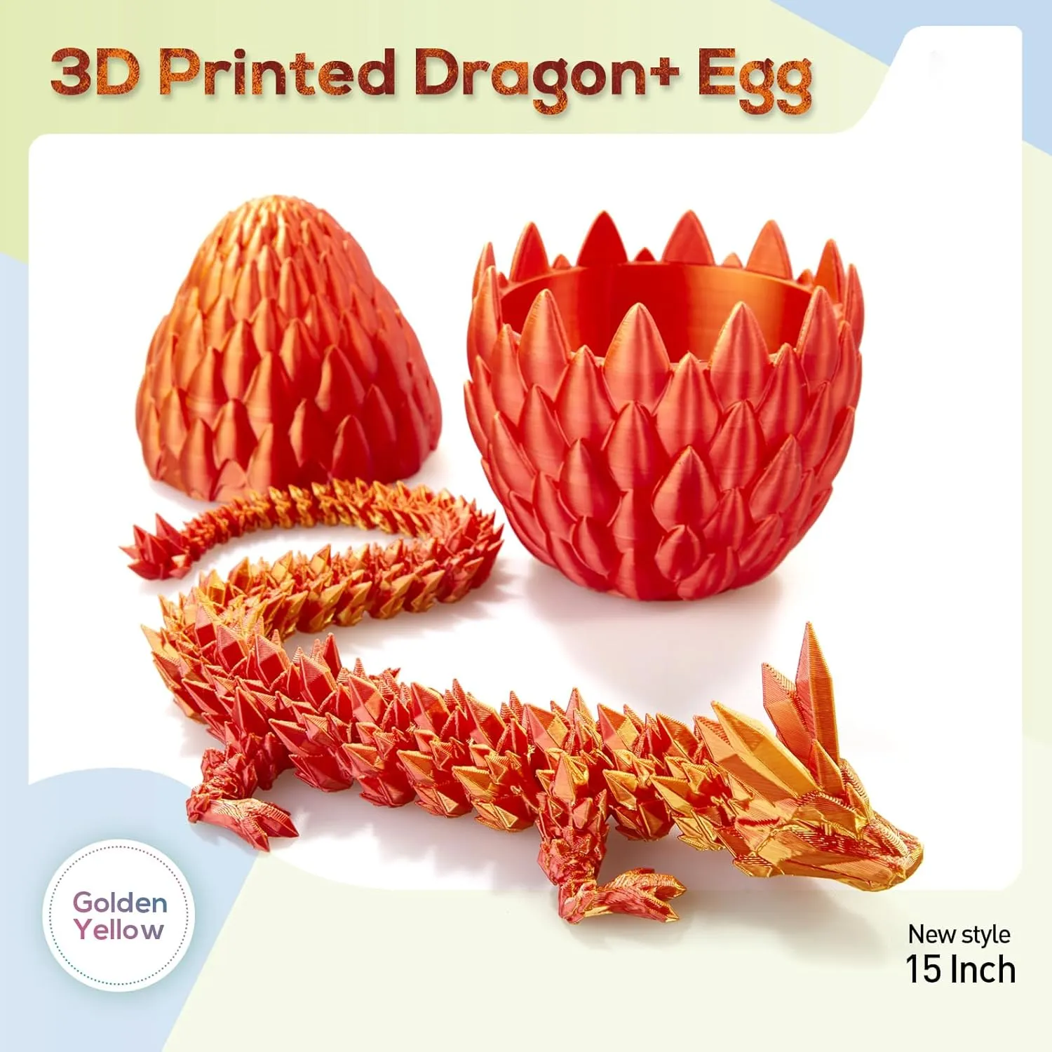 3D Printed Dragon,Dragon Eggs with Dragon Inside,Surprise Dragon Egg Toy,15'' Full Articulated Crystal 3D Dragonls