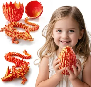 3D Printed Dragon,Dragon Eggs with Dragon Inside,Surprise Dragon Egg Toy,15'' Full Articulated Crystal 3D Dragonls