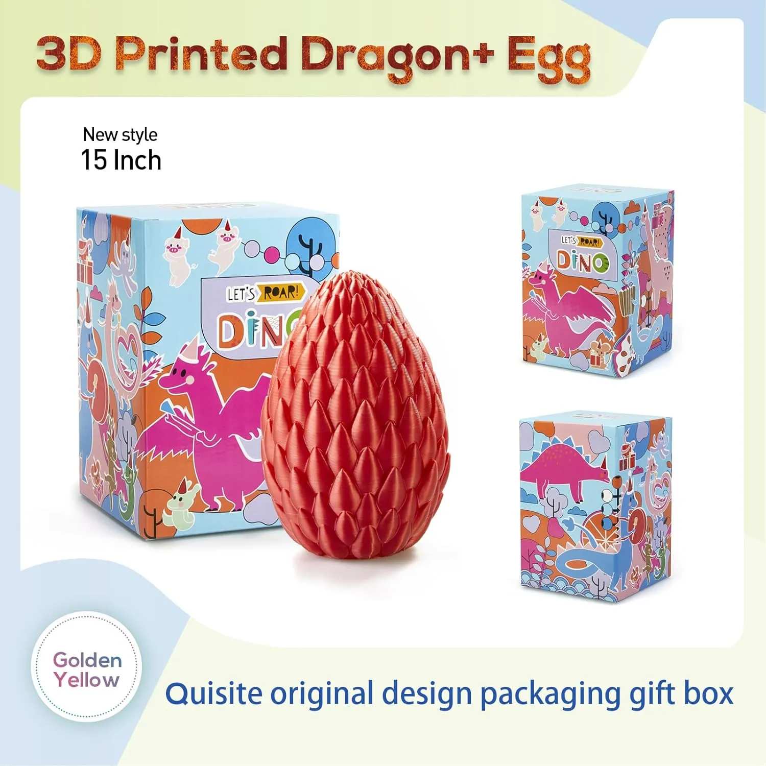 3D Printed Dragon,Dragon Eggs with Dragon Inside,Surprise Dragon Egg Toy,15'' Full Articulated Crystal 3D Dragonls