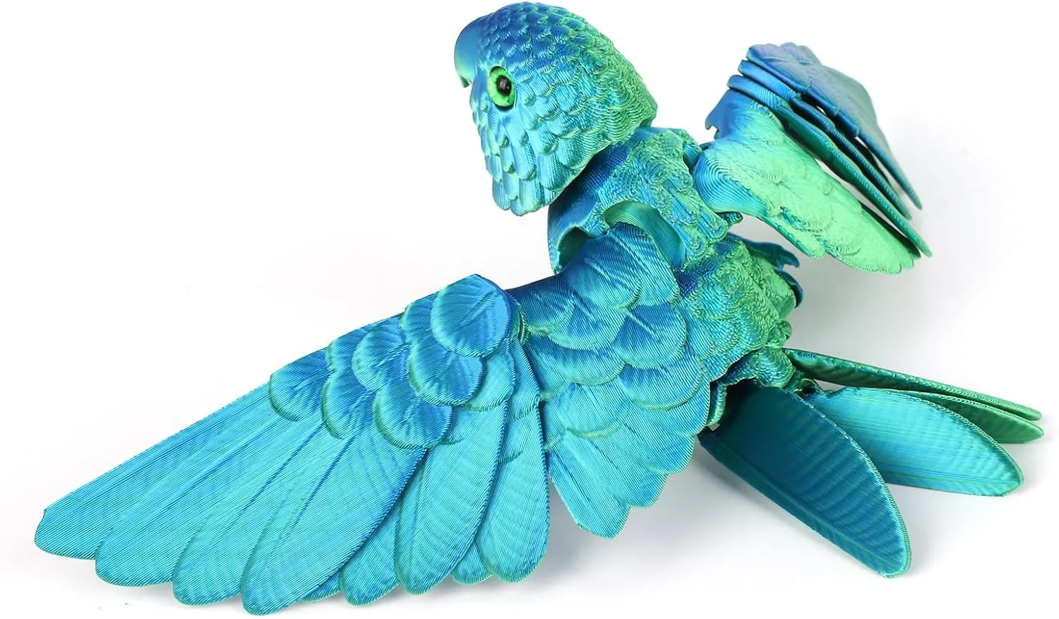 3D Printed Parrot Model, 3D Printed Fidget Animals,3D Crystal Parrot Flexible Joints Home Decor Executive Desk Toys,Home Office Decor Executive Desk Toys for Autism/ADHD (Green)