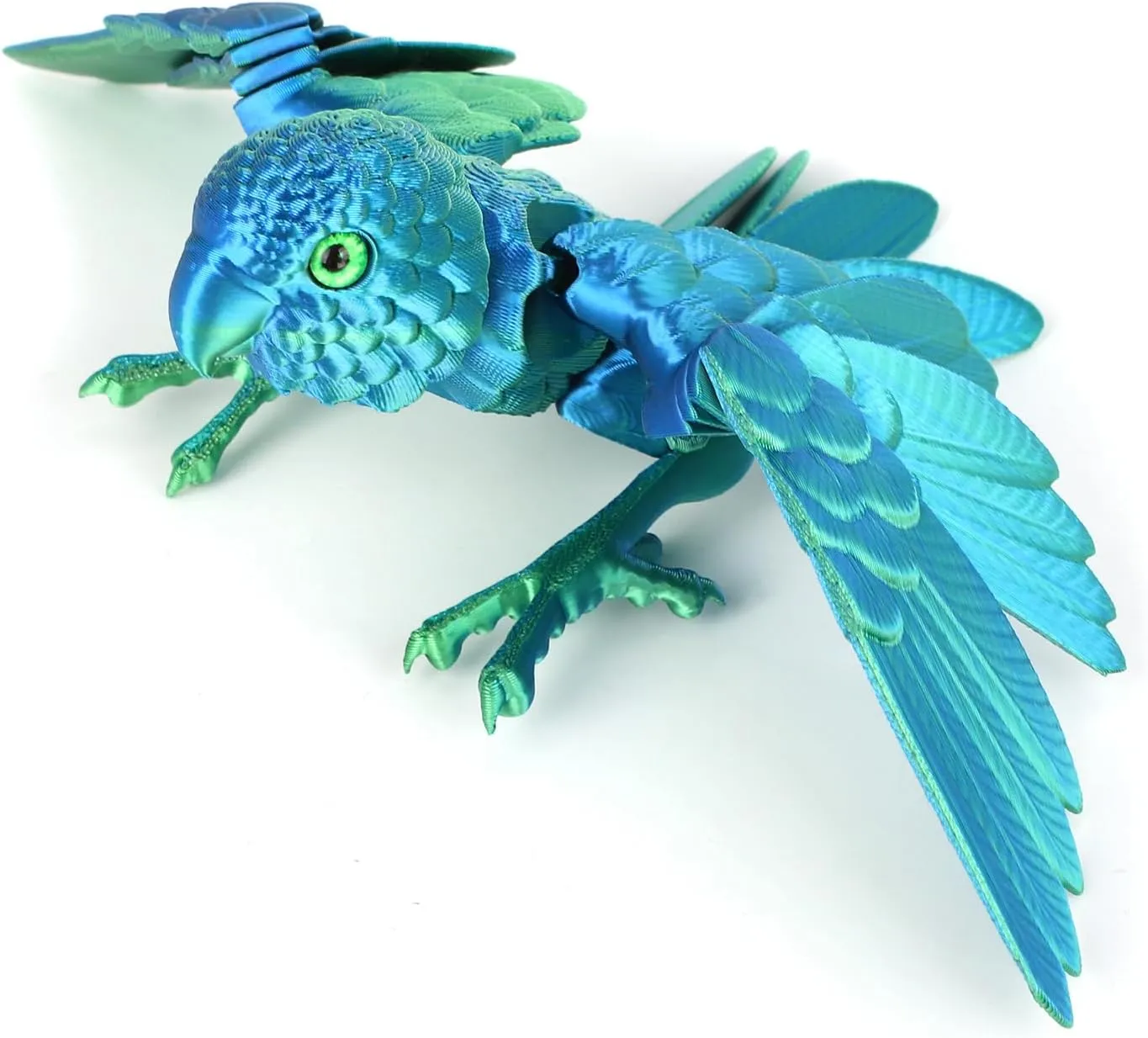 3D Printed Parrot Model, 3D Printed Fidget Animals,3D Crystal Parrot Flexible Joints Home Decor Executive Desk Toys,Home Office Decor Executive Desk Toys for Autism/ADHD (Green)