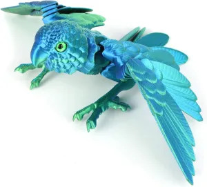 3D Printed Parrot Model, 3D Printed Fidget Animals,3D Crystal Parrot Flexible Joints Home Decor Executive Desk Toys,Home Office Decor Executive Desk Toys for Autism/ADHD (Green)