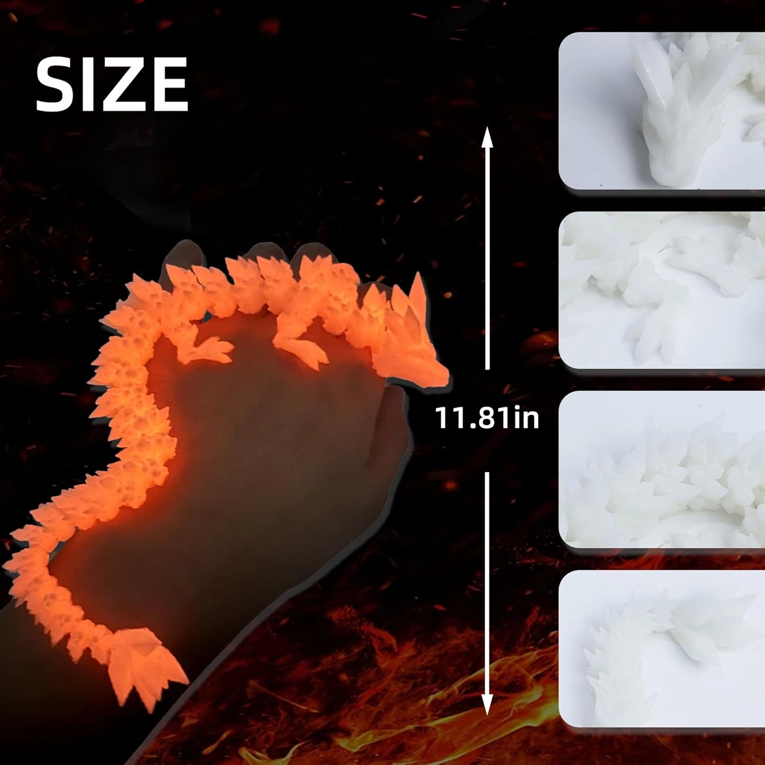 3D Dragon Egg - Glow Orange - Easter Surprise Egg Toy with Flexible Dragon Inside, 3D Printed Gift, Figure Collection, Desk Decor(Glow in The Dark)