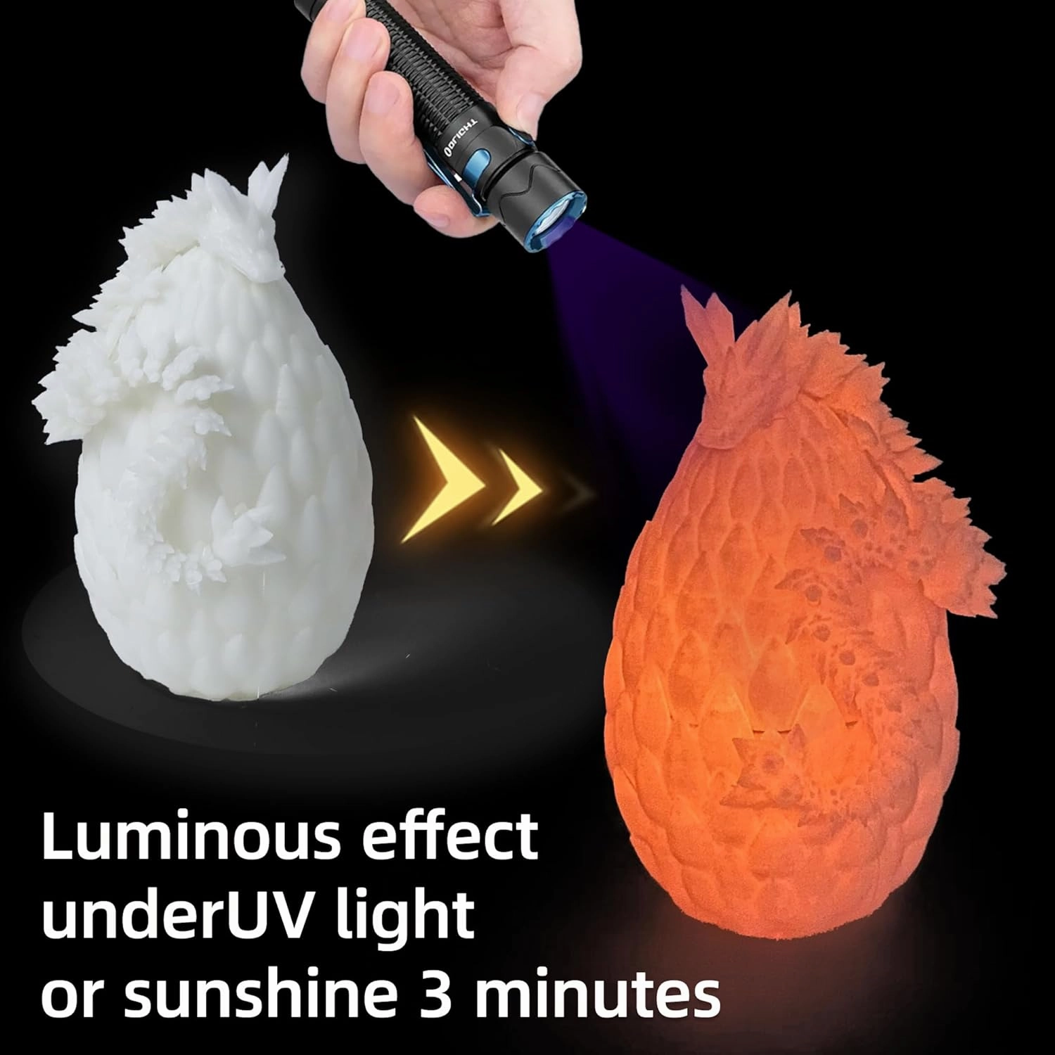 3D Dragon Egg - Glow Orange - Easter Surprise Egg Toy with Flexible Dragon Inside, 3D Printed Gift, Figure Collection, Desk Decor(Glow in The Dark)
