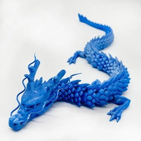 3D Printed Articulated Dragon - 24-inch Movable Sensory Fidget Toy for ADHD & Anxiety Relief, Gift for Dragon Lovers, Home Office Desk Decor (Blue)