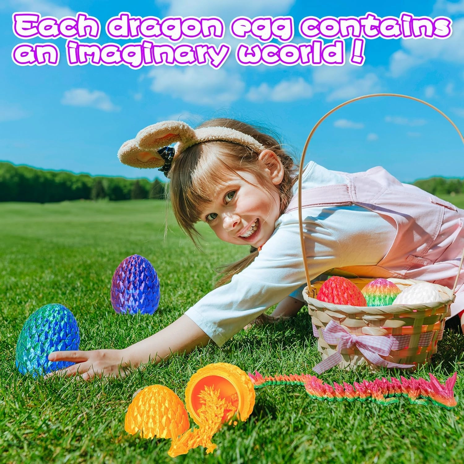 3D Printed Articulated Dragon Egg – Easter Basket Stuffers, Fidget Toy Gift for Kids & Adults(6Pcs)