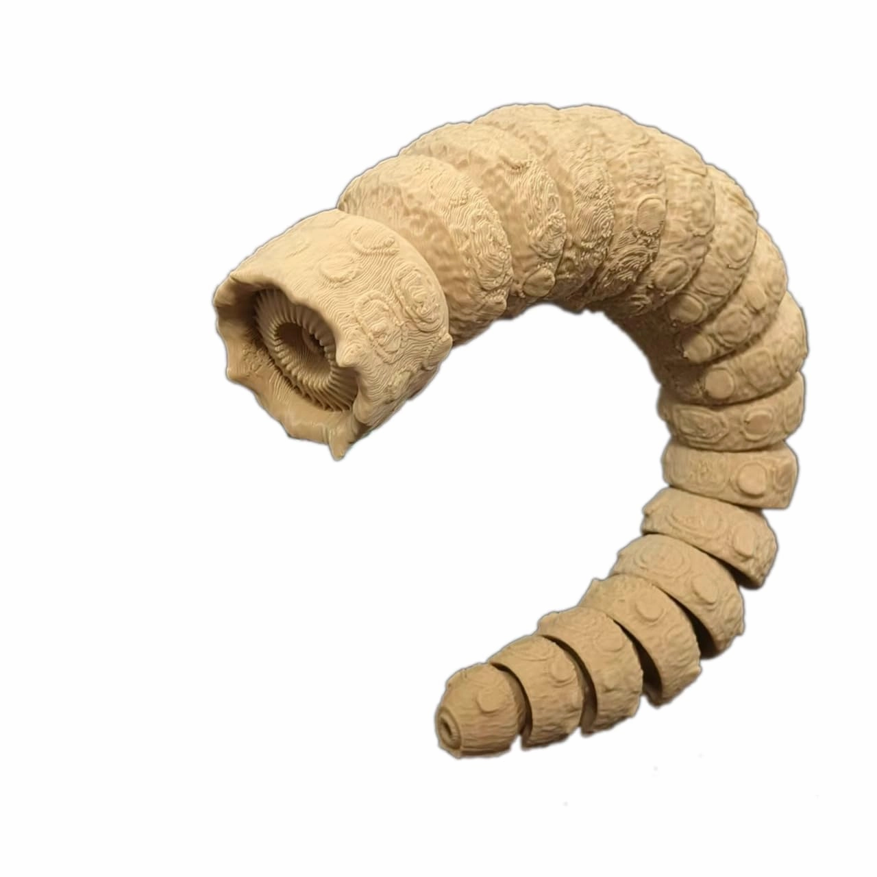 3D Printed Articulated Dune Toy | Flexible Articulated Dune Sandworm | Shai Hulud (Beige, 10.2inch)