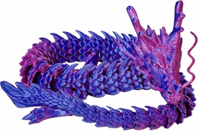 3D Printed Dragon, 24 Inch Reinforcement of Unbreakable 3D Dragon, Flexible Articulated Dragon Toys for Autism/ADHD,Home Office Decor Executive Desk Toy, Purple