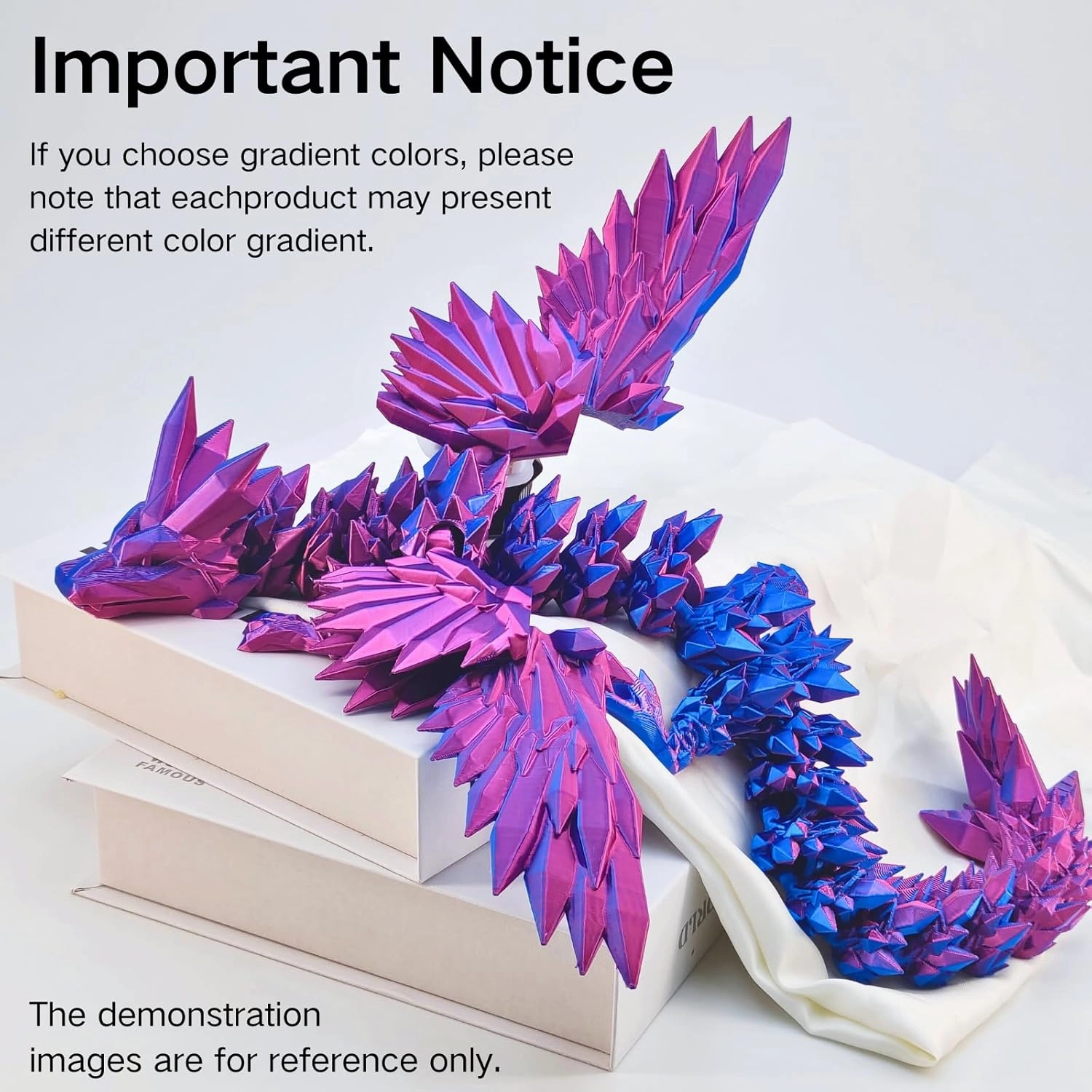 3D Printed Dragon - 18 inch Flying Flexible Dragon with Wings, Home Decor, Birthday Gift, Desk Pet (Pink Gold)