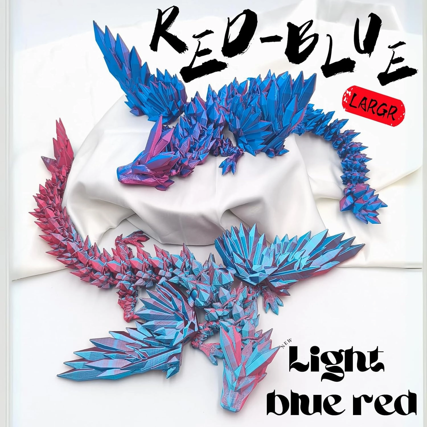 3D Printed Dragon - 18 inch Flying Flexible Dragon with Wings, Home Decor, Birthday Gift, Desk Pet (Pink Gold)