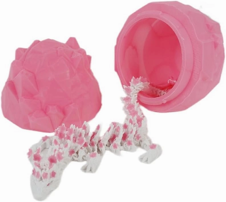 3D Printed Dragon Eggs with Dragon Inside 11.8 in Cherry Blossom Fidget Toy Adults, Desk Décor and Collectible Desk Toys Easter Basket Stuffers