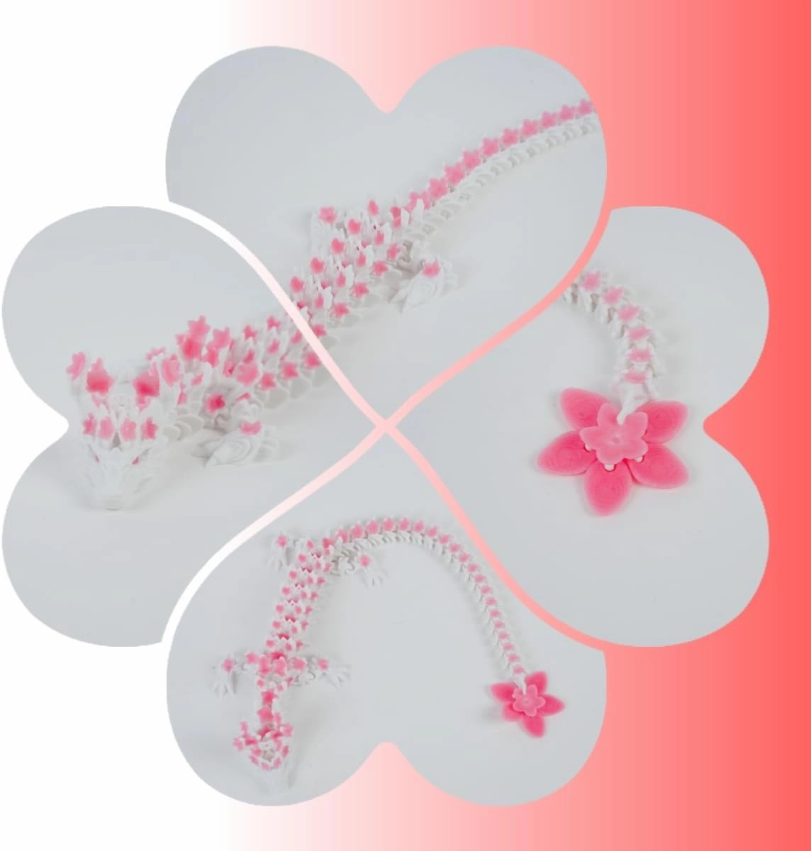 3D Printed Dragon Eggs with Dragon Inside 11.8 in Cherry Blossom Fidget Toy Adults, Desk Décor and Collectible Desk Toys Easter Basket Stuffers