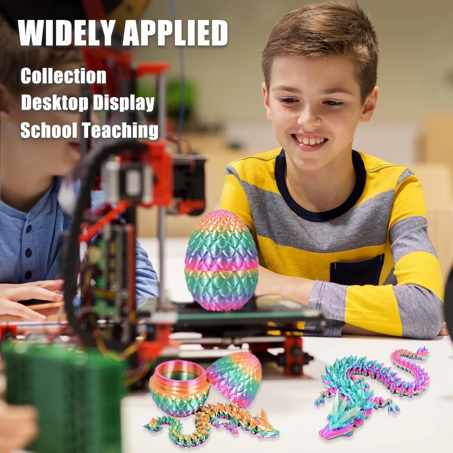 3D Printed Dragon Eggs with Dragon Inside, Rainbow Articulated 3D Dragon Toys with 3D Dragon Eggs, Crystal Dragon, Rainbow