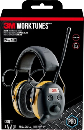 3M WorkTunes AM/FM Hearing Protector, Noise Reduction Rating (NRR) 24 dB, Radio Ear Muffs With Integrated Microphone & High Fidelity Speakers (90541H1-DC-PS)
