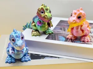 3PCS 3D Printed Dinosaur, Flexible Joints Stegosaurus Tyrannosaurus Parasaurolophus, Desk Home Decoration Fidget Desk Toys, Christmas Halloween Stuffing Gifts for Boys Girls Kids Ages 3 4 5 (Pink)