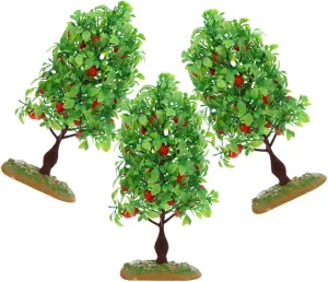 3pcs Miniature Fake Trees Artificial Fruit Tree Models for Fairy Garden and Dollhouse Decor Realistic Micro Landscape Sand Table Accessories and Fade Resistant