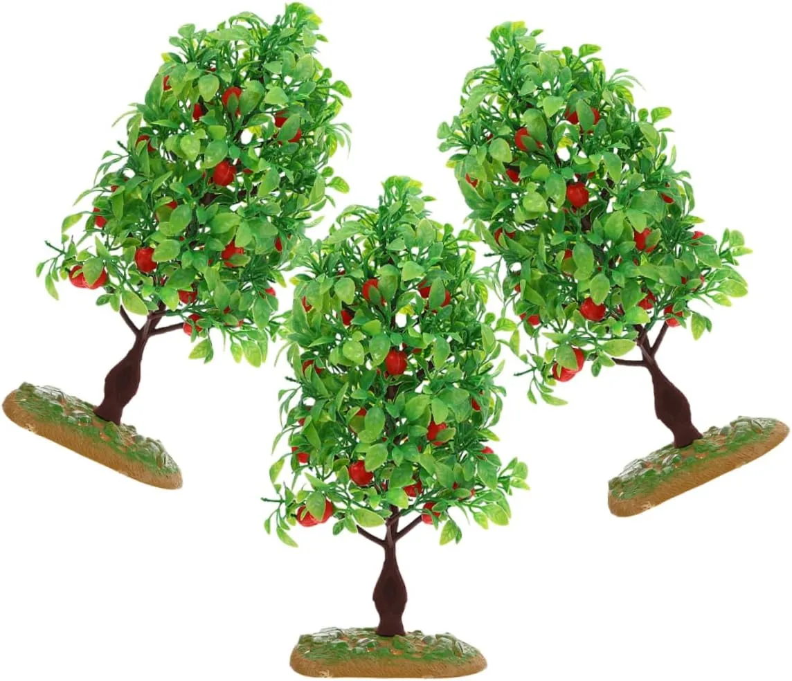 3pcs Miniature Fake Trees Artificial Fruit Tree Models for Fairy Garden and Dollhouse Decor Realistic Micro Landscape Sand Table Accessories and Fade Resistant