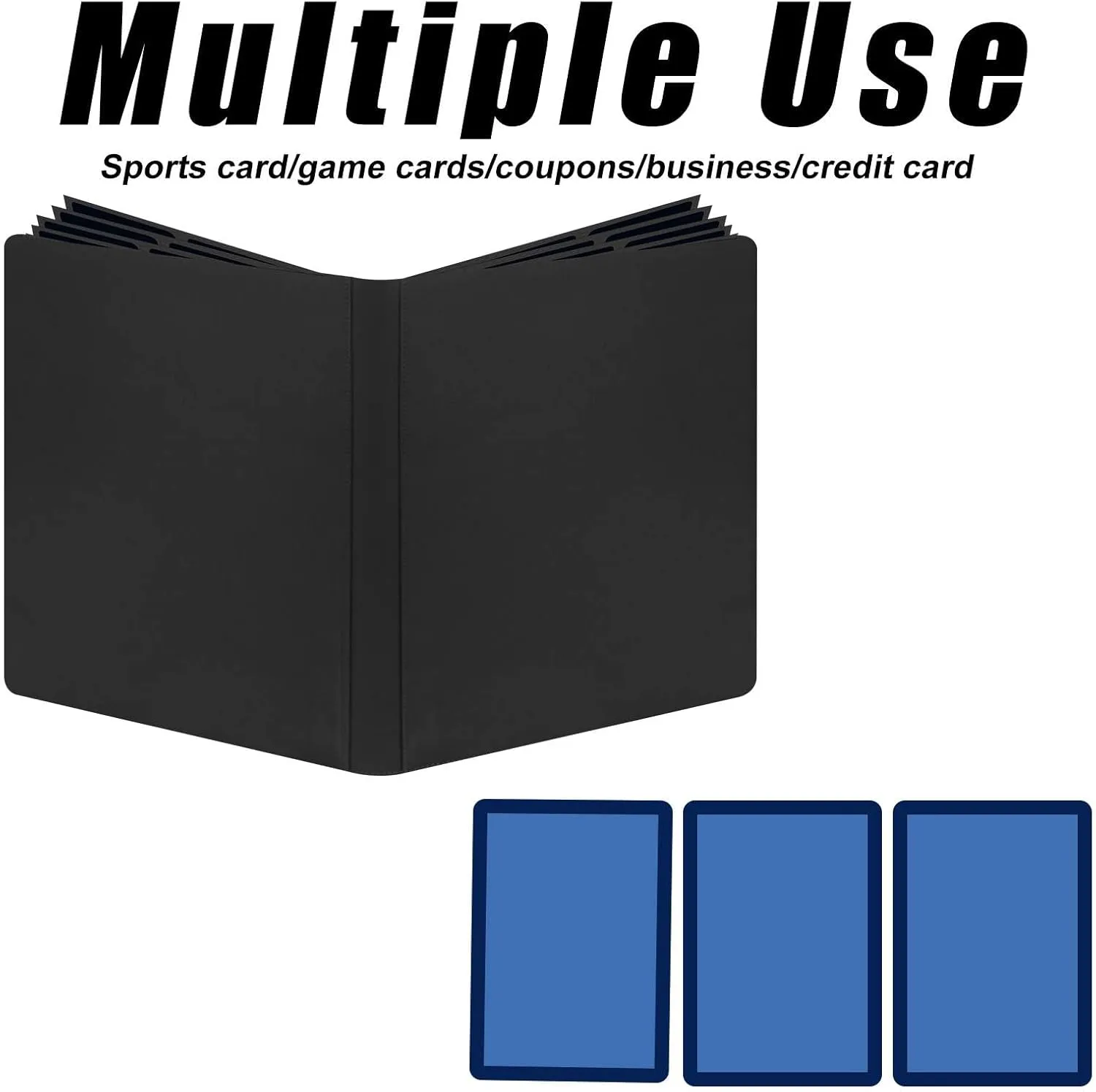 4 Pocket 160 Cards Toploader Binder,Widen The Book Spine Filled with 20 Double-Sided Pages Sleeves,Top Loader Binder Compatible with 3×4'' Trading 35pt Rigid Pokemon/Sports Cards