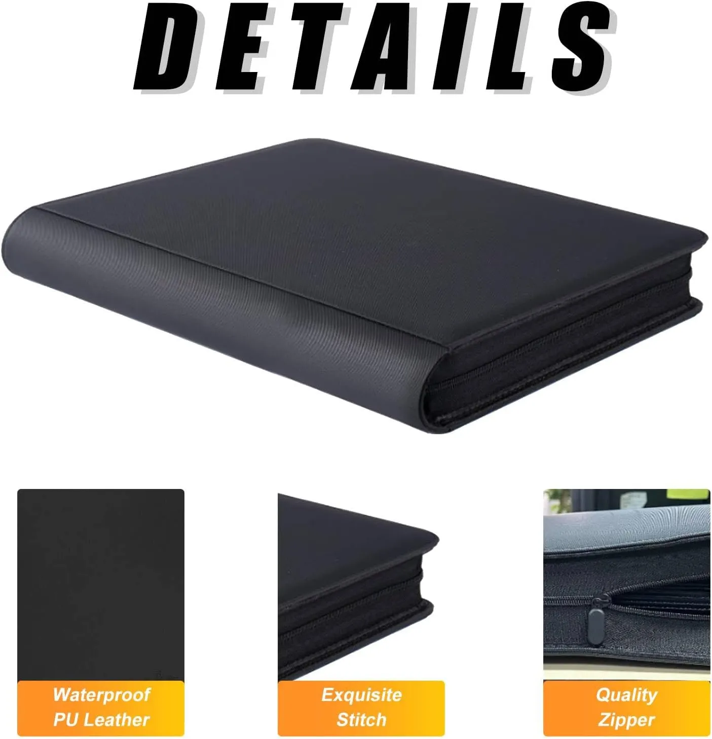 4 Pocket 160 Cards Toploader Binder,Widen The Book Spine Filled with 20 Double-Sided Pages Sleeves,Top Loader Binder Compatible with 3×4'' Trading 35pt Rigid Pokemon/Sports Cards