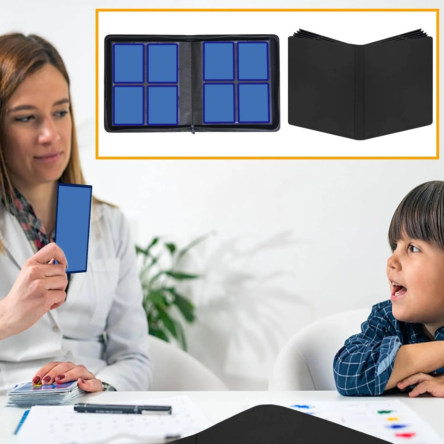 4 Pocket 160 Cards Toploader Binder,Widen The Book Spine Filled with 20 Double-Sided Pages Sleeves,Top Loader Binder Compatible with 3×4'' Trading 35pt Rigid Pokemon/Sports Cards