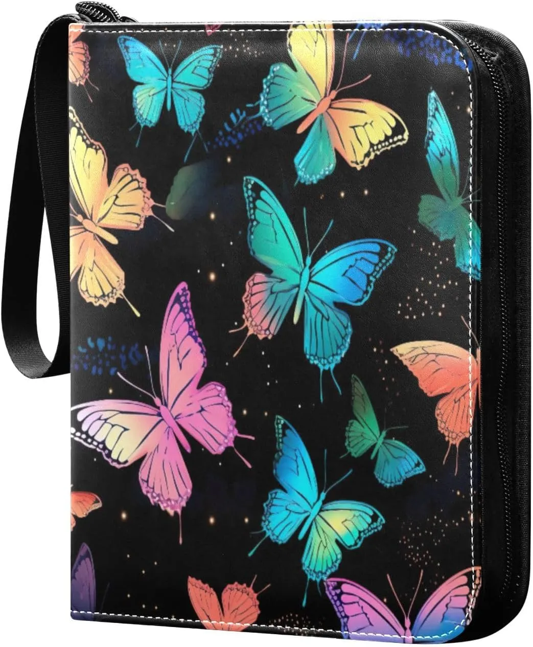 4 Pockets Trading Card Binder Colorful Bright Butterflies Holds 400 Standard Cards, Waterproof TCG CCG MTG Album, Gifts for Collectors, Boys and Girls