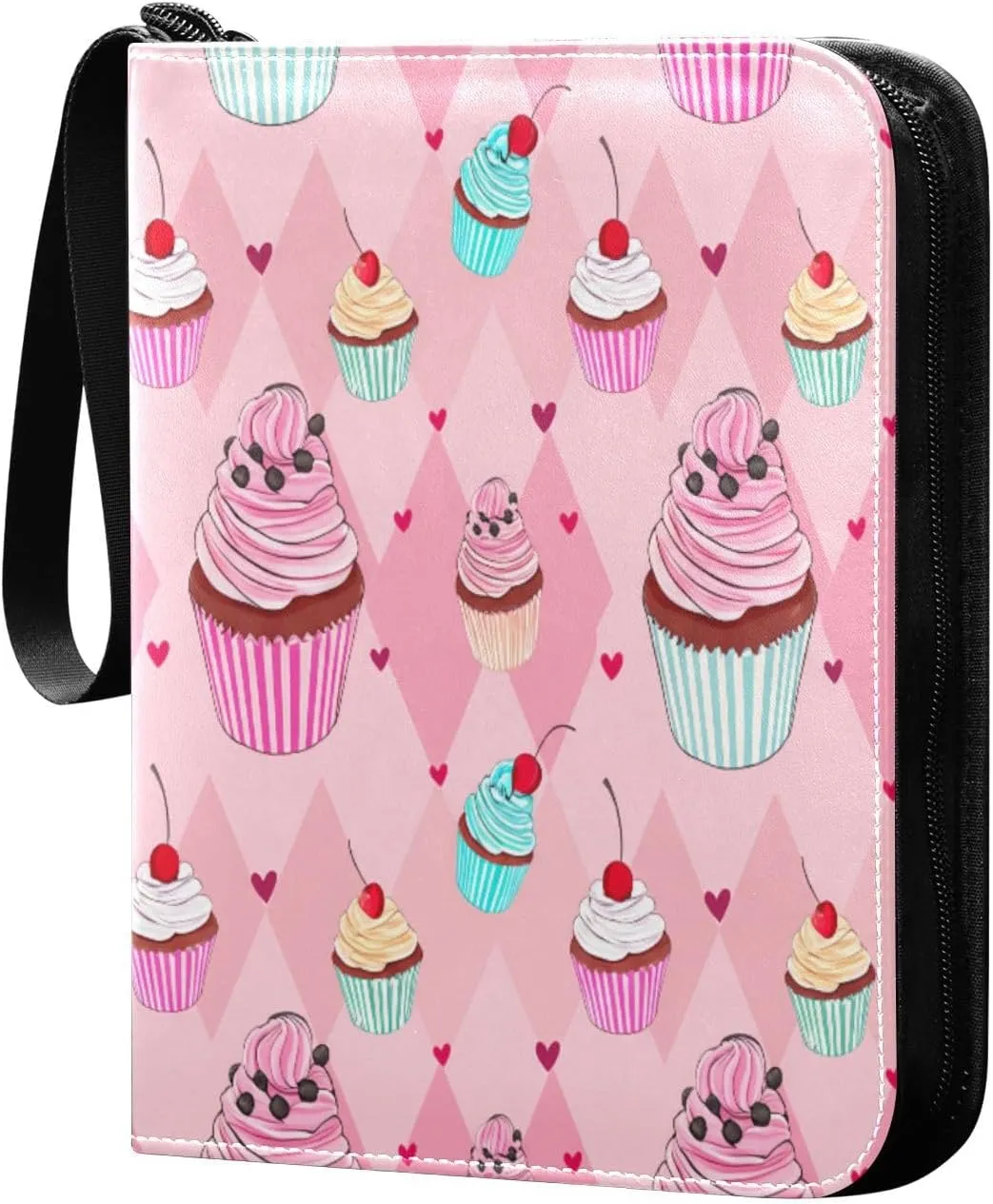 4 Pockets Trading Card Binder Colorful Cupcakes Holds 400 Standard Cards Waterproof TCG CCG MTG Album Gifts for Collectors Boys Girls