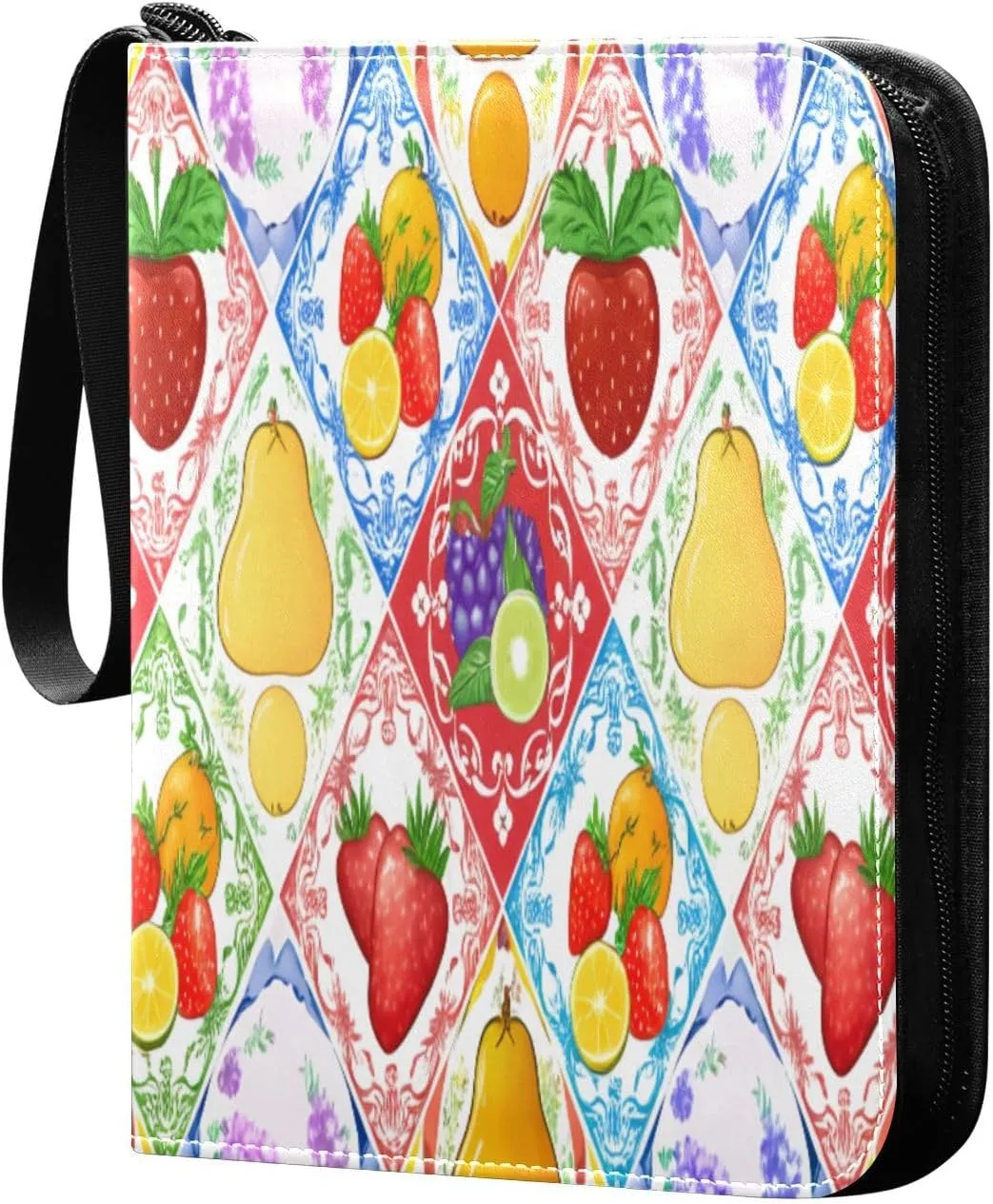 4 Pockets Trading Card Binder Colorful Fruits Holds 400 Standard Cards Waterproof TCG CCG MTG Album Gifts for Collectors Boys Girls