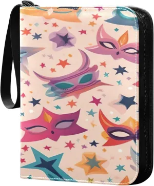 4 Pockets Trading Card Binder Colorful Mask Holds 400 Standard Cards, Waterproof TCG CCG MTG Album, Gifts for Collectors, Boys and Girls