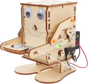 4 Sets Coin Eating Robot Educational Scientific Experiment Kit Puzzle Coin Bank Robot Eating Coin Banks Robot Savings Bank Robot Money Bank Kids Puzzle Manual Slot Machine Wood 3D