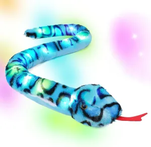 41” LED Light Up Plush Snake Toy Lifelike Snake Stuffed Animal with LED Lights Realistic Luminous Glowing Snake Toy for Halloween Pranks Kids Birthday Gifts