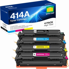 414A Toner Cartridges (with Chip) Compatible for HP 414A Toner Cartridges 4 Pack for HP Color Laserjet Pro MFP M479fdw M454dw M454dn M479fdn Printer(B/C/M/Y)