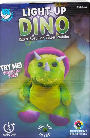 420044/DOM Light-Up Plush Dino (10 Inch), Standard, green