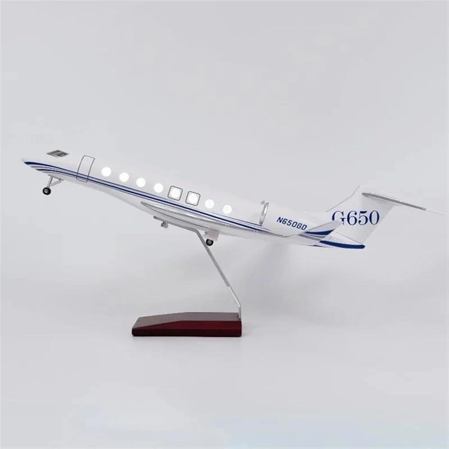 47CM G650ER Aero Resin Aircraft Model Collectible Toys Gifts Miniatures Toy's Set(with Light)