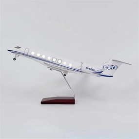 47CM G650ER Aero Resin Aircraft Model Collectible Toys Gifts Miniatures Toy's Set(with Light)