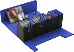 4 in 1 Commander Deck Box With Dice Tray for MTG - Trading Card Storage Box Holding 300  Sleeved Cards for Yugioh (Black and Blue)
