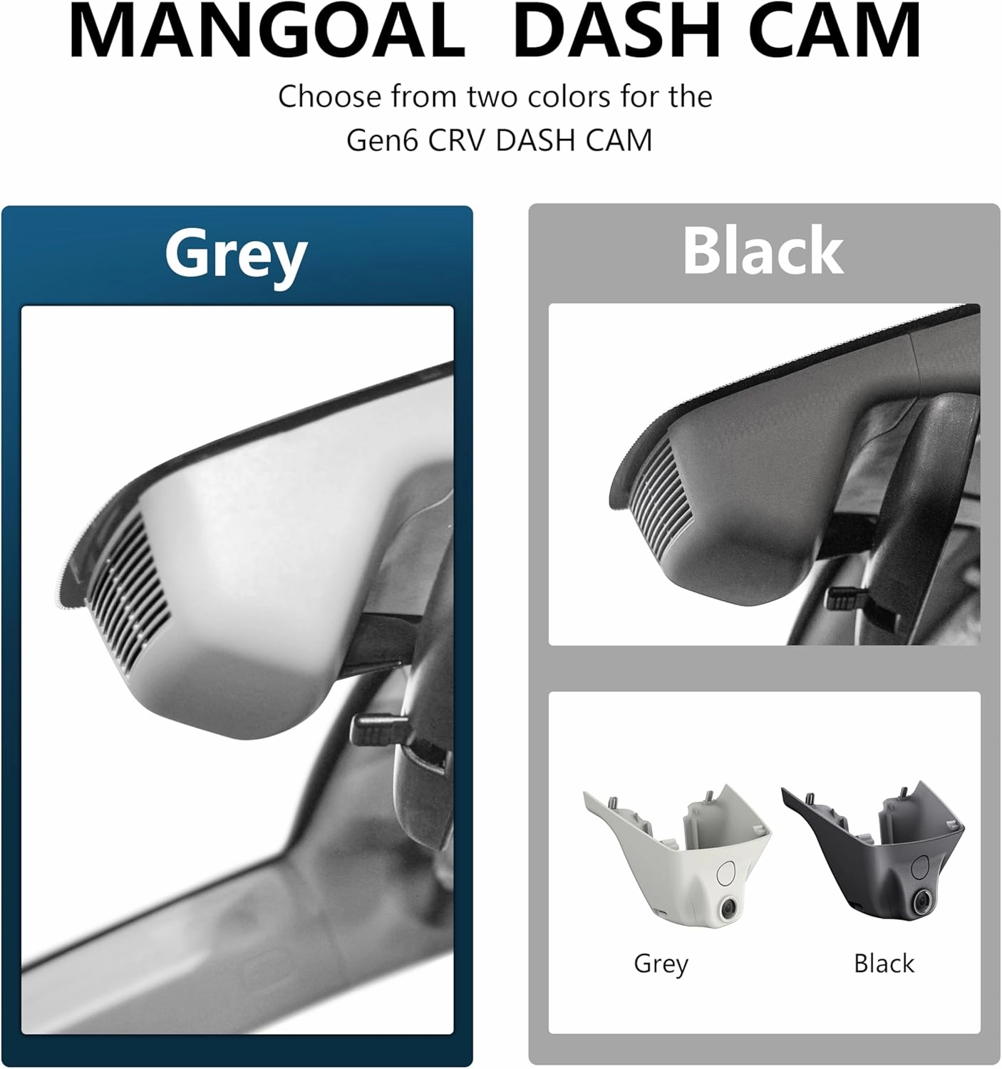 4K Honda CRV Dash Cam Custom fit for Gen6 CR-V & CR-V Hybrid 2023 2024 2025(Grey), Integrated OEM Look, UHD 2160P Video, WiFi & App, 64GB Card