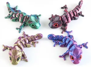 4pcs 3D Printed Chameleon, 3D Printed Animals Cool Chameleon, 3D Printed Animals with Flexible Joints, Stress Relief Fidget Toys for Adults, Home Office Decoration Desktop Toys