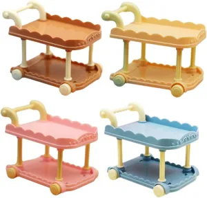 4Pcs Adorable Miniature Kitchen Cart Models Tiny Cart and Flesh Colors for Dollhouse Landscaping and Decor