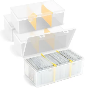 4Pcs Plastic Trading Card Storage Box, Holds 2400  Unsleeved Cards with 4 Dividers, Organizer for MTG, PTCG, YGO, CCG, and Sports Card Collections