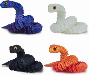4PCS 3D Printed Snake Fidget Toy, 3D Printed Animals, 12 Inch Articulated 3D Printed Crystal Anaconda for Relaxing and Anxiety Relief，Home Office Executive Desk Decoration