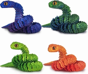 4PCS 3D Printed Snake Fidget Toy, 3D Printed Animals, 12 Inch Articulated 3D Printed Crystal Anaconda for Relaxing and Anxiety Relief，Home Office Executive Desk Decoration