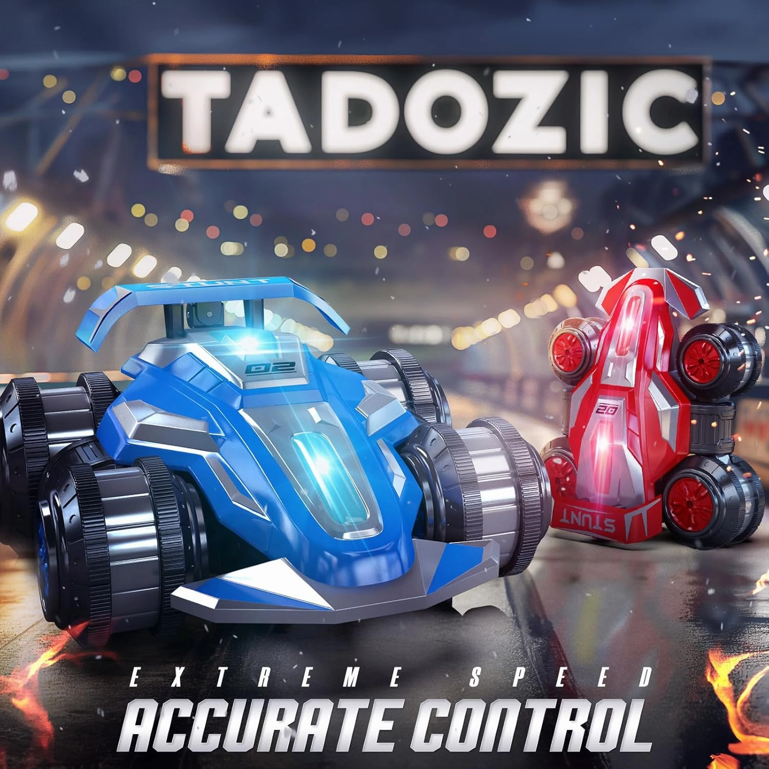 4WD Remote Control Car 360° Spins RC Stunt Car with Lights&Music,Best Birthday Gifts Toys for 6 7 8 9 10 11 12 Year Old Boys