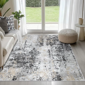 4x6 Area Rugs for Living Room Rug Washable: Abstract Rug for Dining Room Bedroom Carpet Non Slip 4 by 6 Indoor Modern Nursery Home Office Black Grey Gold