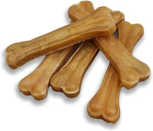 5-Pack of Premium Compressed Rawhide Bones for Dogs - Long Lasting 100% All Natural Bones for Aggressive Chewers (Medium Bones ~ 6.5")