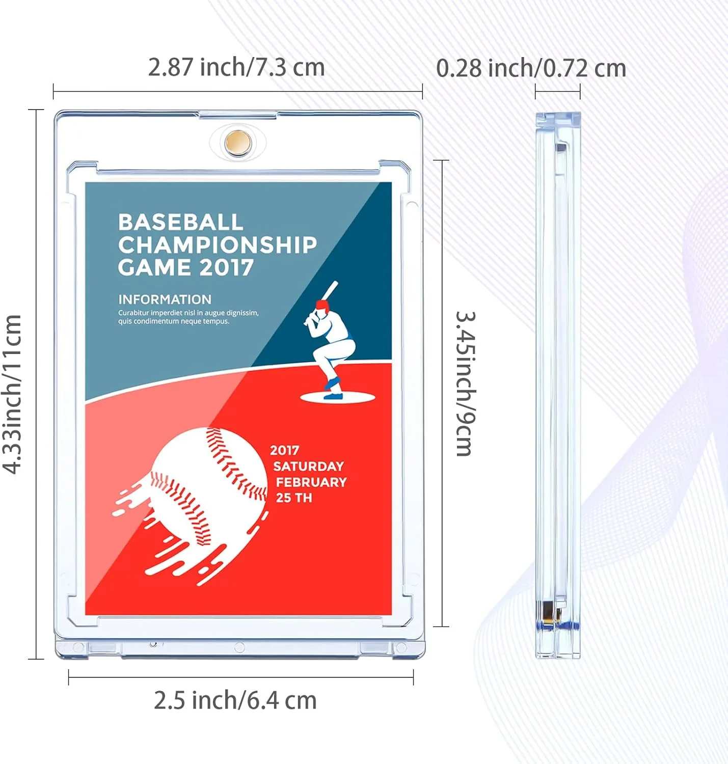 50 Pcs 35 Pt Acrylic Magnetic Card Holders One Touch Card Holder Clear Card Protectors Hard Plastic Magnetic Card Case for Sports Baseball Trading Card Storing Displaying( 2.5 x 3.54 Inch)
