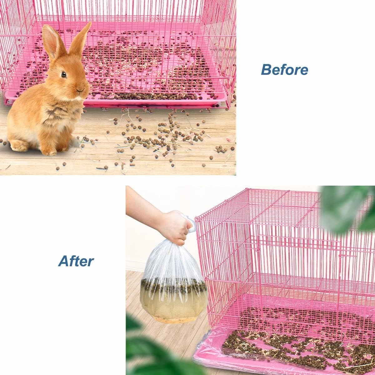 50 Pcs Disposable Rabbit Cage Liner Plastic Toilet Film Leak-Proof for Small Animals Bunny Guinea Pig Bird Cage Liners Litter Box Crate Tray Drawer Quick Cleanup Essentials Indoor (Extra Large)