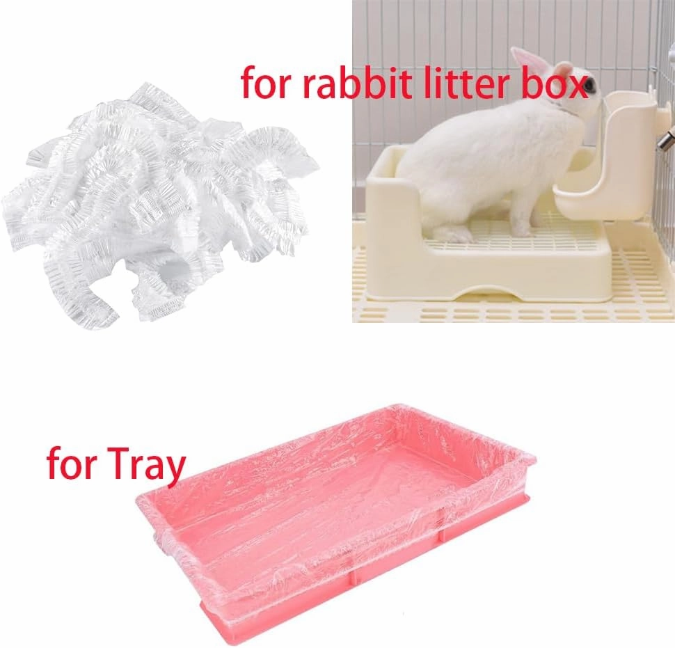 50 Pcs Disposable Rabbit Cage Liner Plastic Toilet Film Leak-Proof for Small Animals Bunny Guinea Pig Bird Cage Liners Litter Box Crate Tray Drawer Quick Cleanup Essentials Indoor (Extra Large)