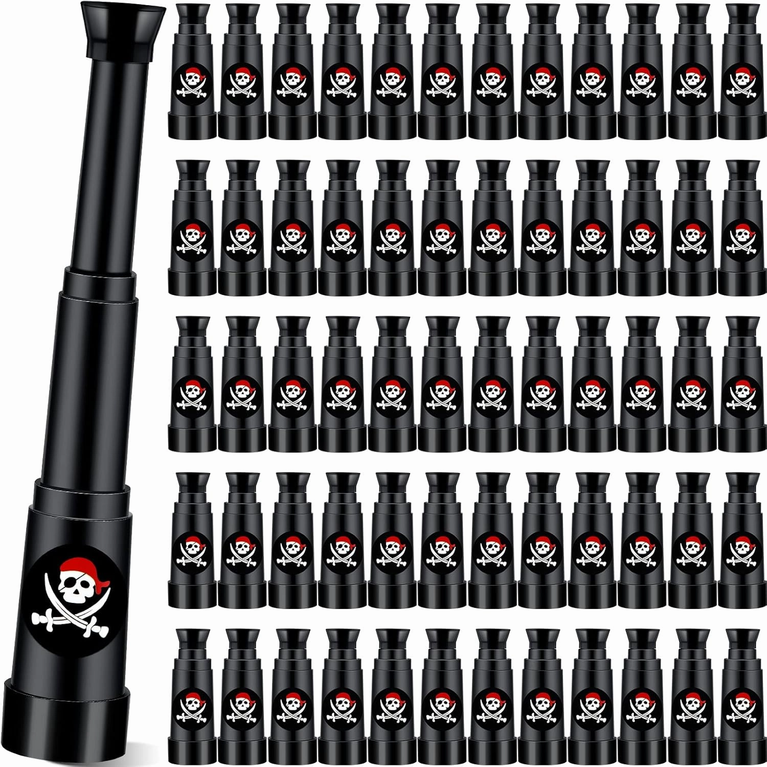 50 Pcs Pirate Telescope Bulk for Party Favors Pirate Theme Telescopes Plastic Mini Monocular Toy for Treasure Pretend Hunt Play Birthday Party Supplies Black 2.6" to 5.5"