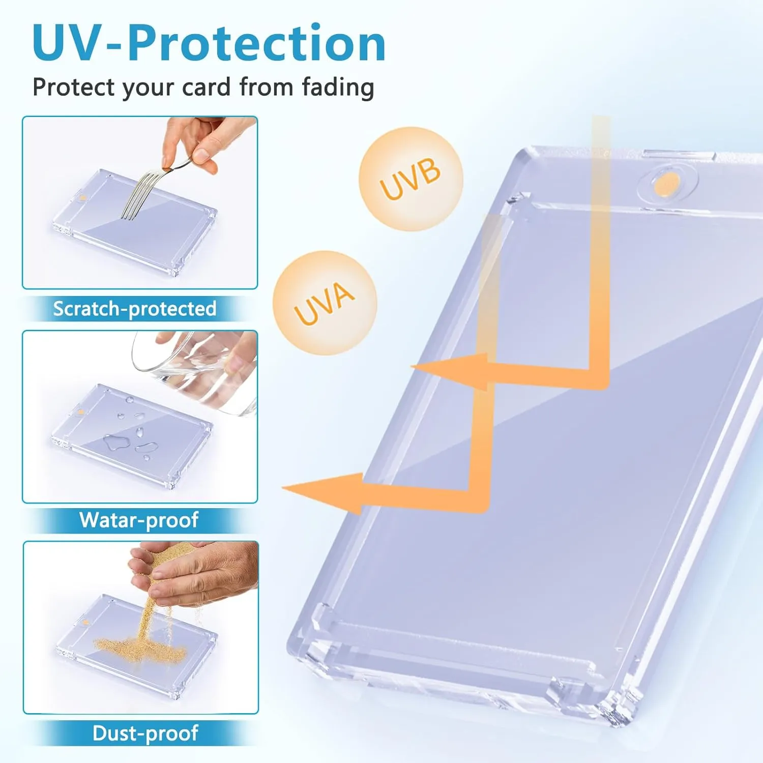 50ct Magnetic Card Holders, 35pt Magnetic Trading Card Protectors U-V Protection Display Cases, Hard Plastic Sleeves for Sports Game MTG Standard Cards
